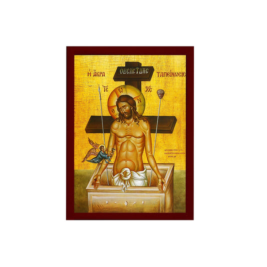 Humiliation of Jesus Christ icon, Handmade Greek Orthodox icon of Extreme Humility, Byzantine art wall hanging wood plaque, religious decor TheHolyArt