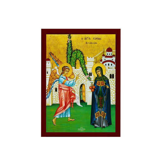 Saint Irene Chrysovalantou icon, Handmade Greek Orthodox icon of St Irene, Byzantine art wall hanging on wood plaque, religious decor TheHolyArt
