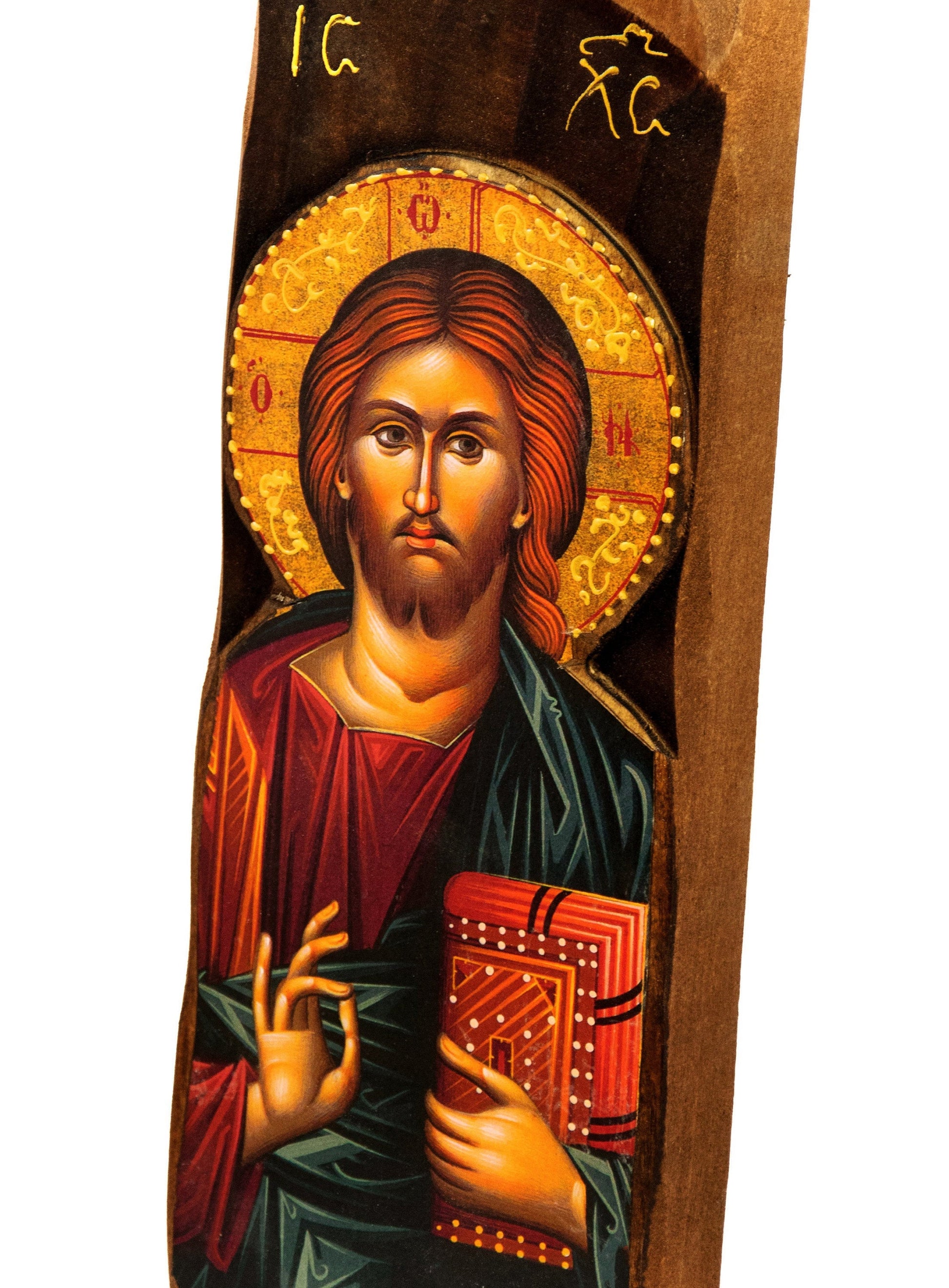 Jesus Christ icon, Handmade Greek Orthodox icon, Byzantine art wall hanging icon of our Lord on wood plaque, wedding gift ideas TheHolyArt