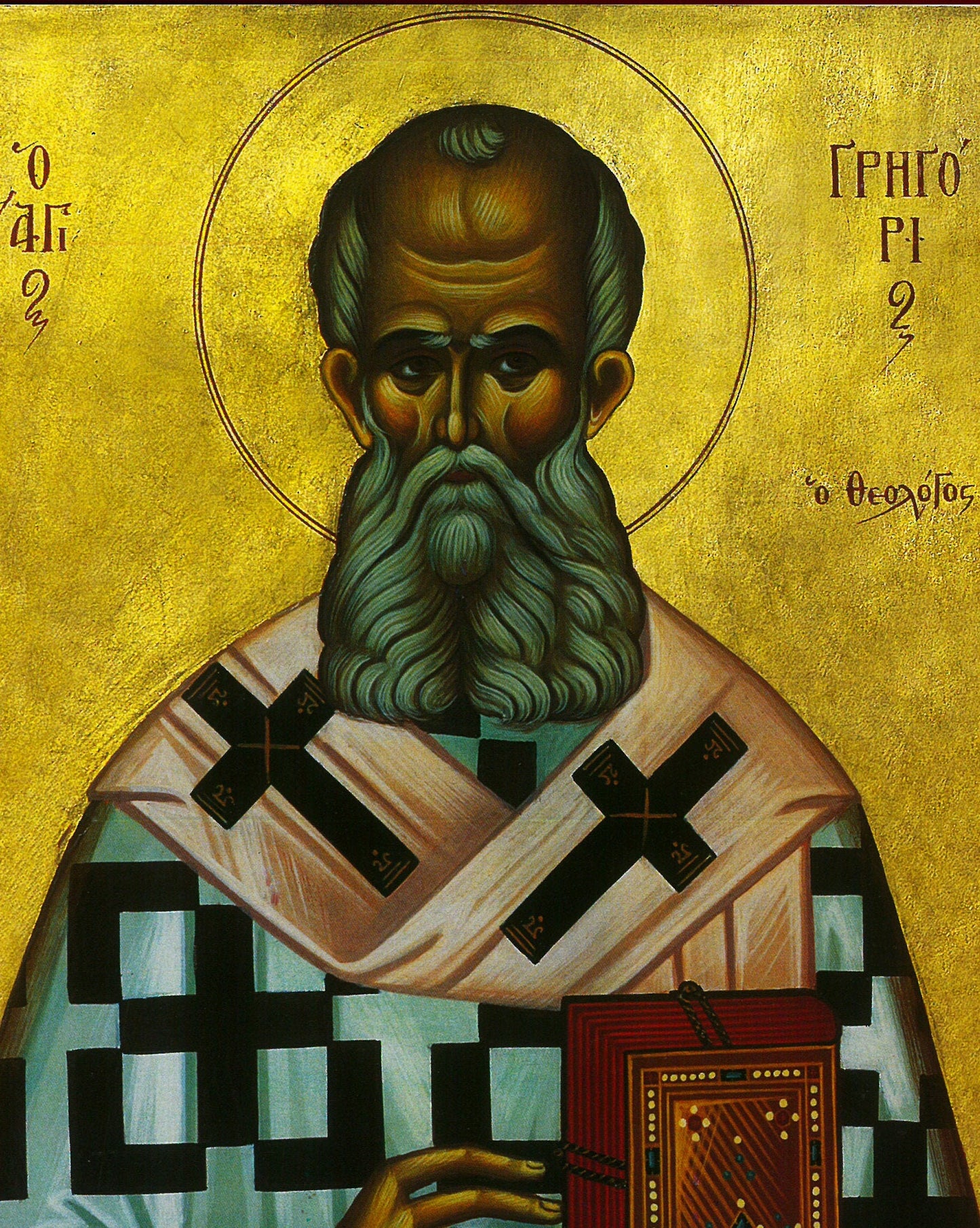 Saint Gregory icon the Theologian, Handmade Greek Orthodox icon of St Gregory, Byzantine art wall hanging, religious gift TheHolyArt