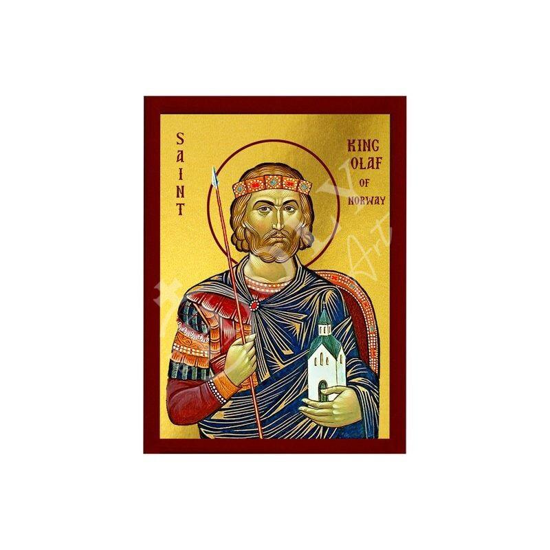 Saint King Olaf icon, Handmade Greek Orthodox icon St King Olaf II of