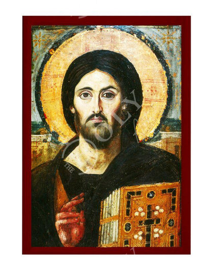 Jesus Christ icon Sina, Handmade Greek Orthodox icon of Jesus Christ of Sinai, Byzantine wood plaque - TheHolyArt