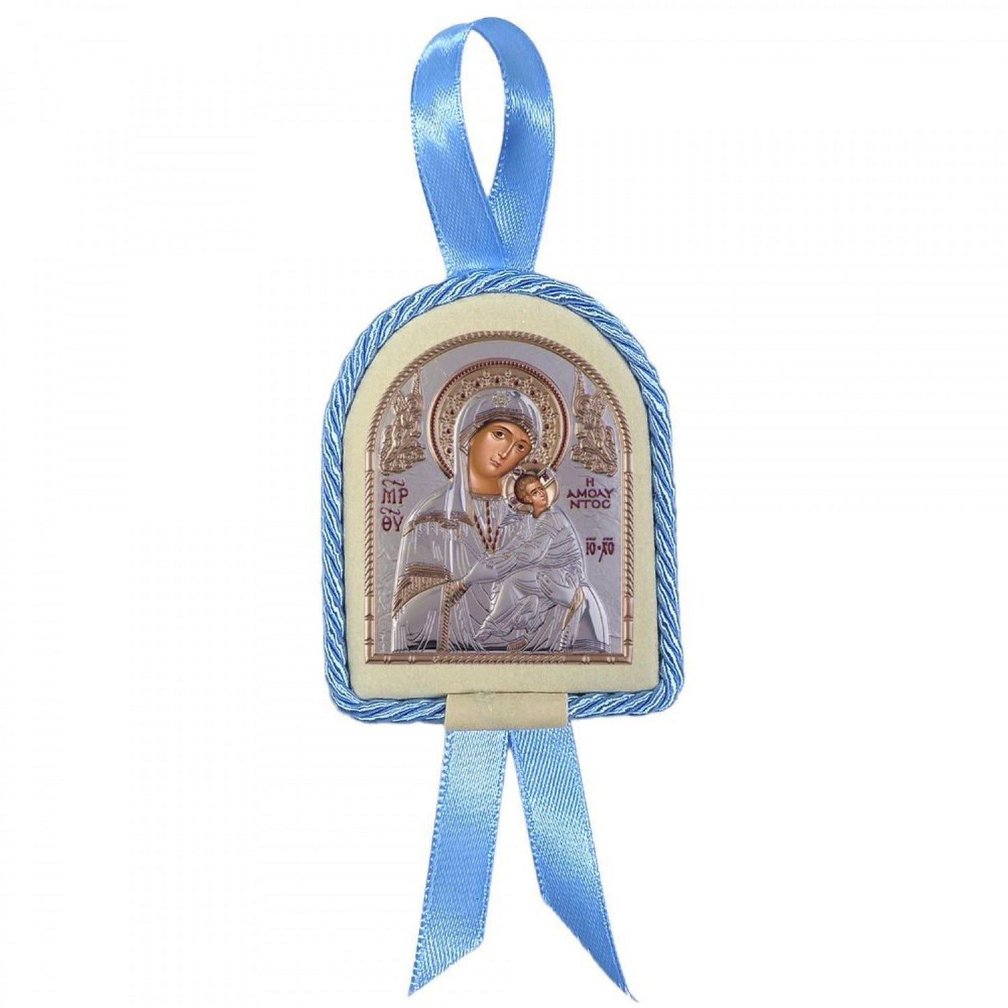 (DRAFT ALEX) Virgin Mary Hanging cradle, Handmade Silver 925 Greek Orthodox icon of Immaculate Virgin Mary, Byzantine art Hanging wood plaque icon, Orthodox iconography religious icon TheHolyArt