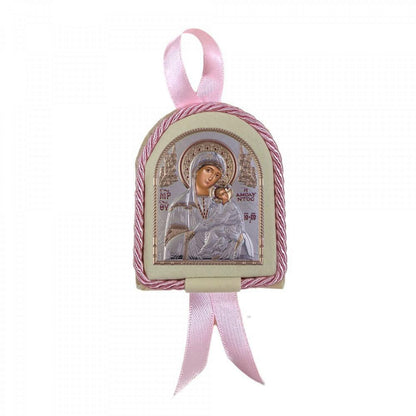 Virgin Mary the Immaculate Hanging cradle, Handmade Silver 925 Greek Orthodox icon of Panagia Amolyntos, Baptism gift icon, Christening Birthday gift religious icon - TheHolyArt