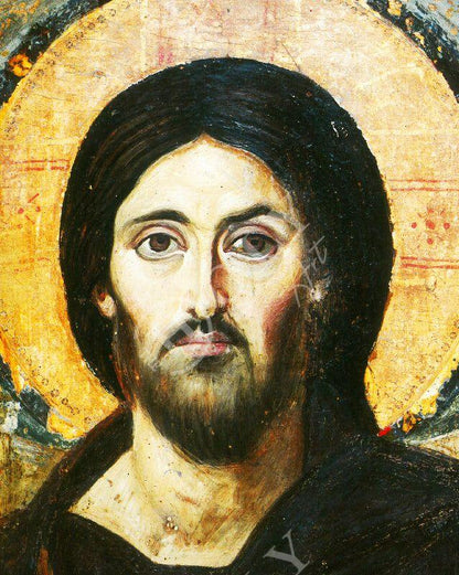 Jesus Christ icon Sina, Handmade Greek Orthodox icon of Jesus Christ of Sinai, Byzantine wood plaque - TheHolyArt