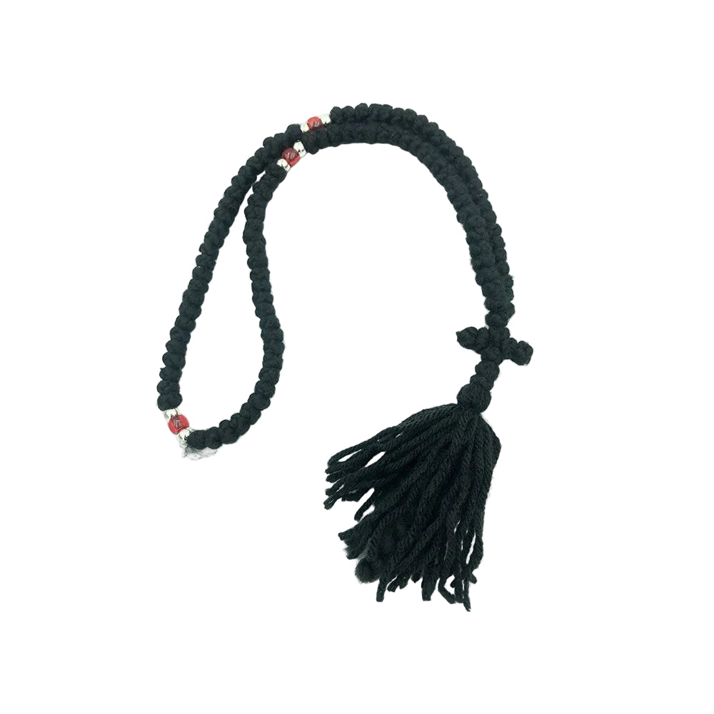 Woolen Prayer Rope 100 knot Red Greek Orthodox Komboskini