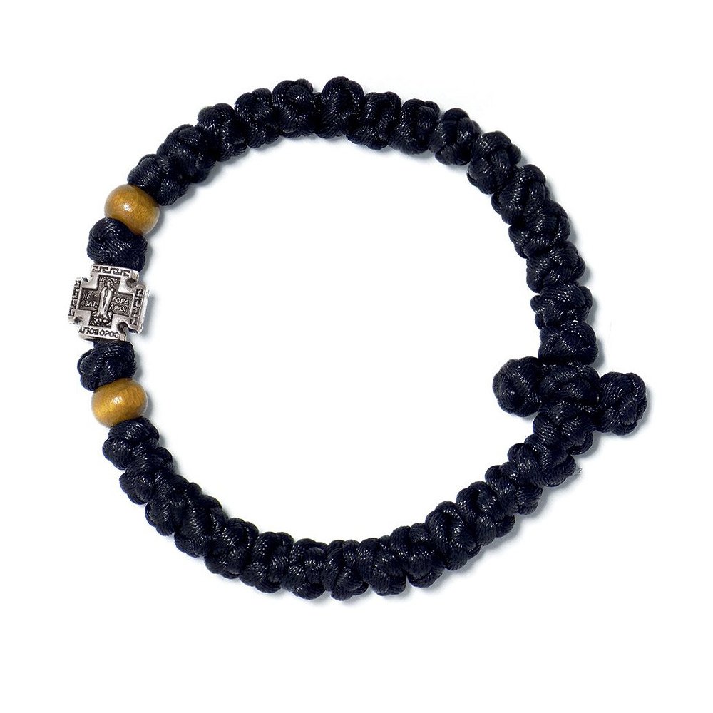 Black Handmade Prayer Rope with Wooden Beads
