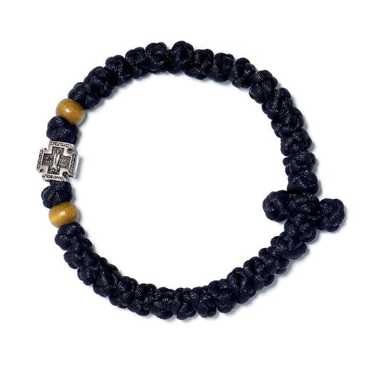 Black Handmade Prayer Rope with Wooden Beads