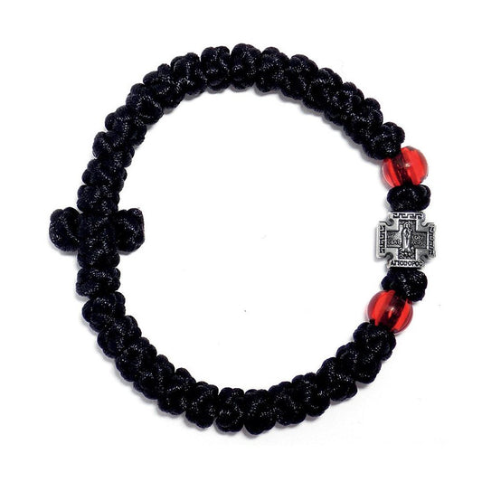 Black Handmade Prayer Rope with Red Beads