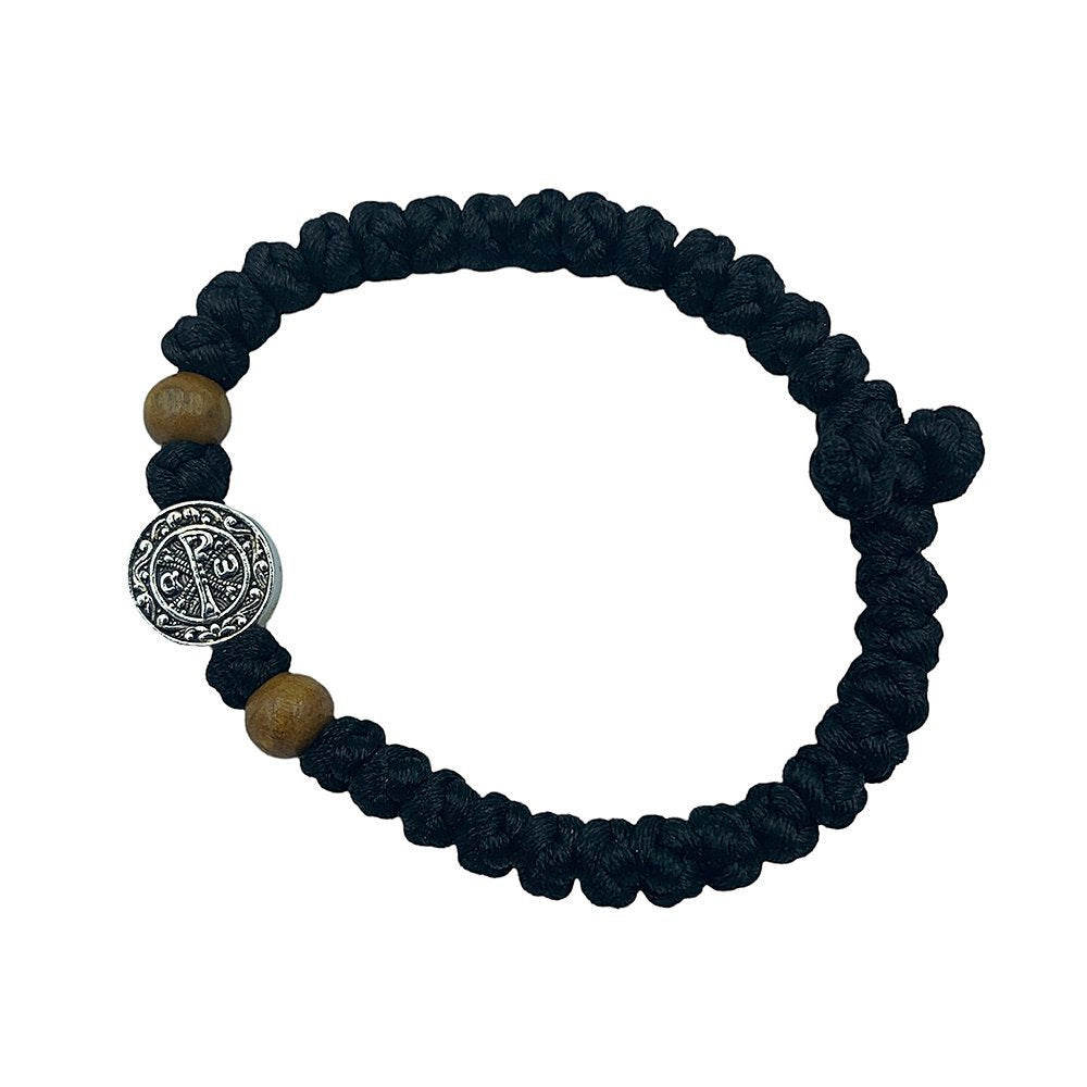 Black Handmade Prayer Rope with Christogram