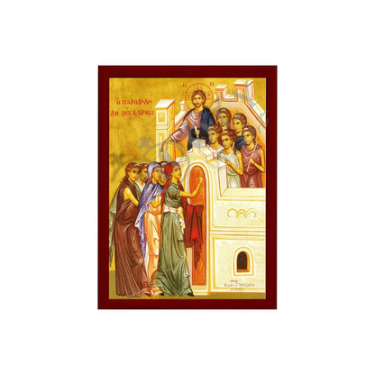 The Parable of The Ten Virgins icon Handmade Greek Orthodox icon Byzantine art wall hanging on wood plaque, religious gift - TheHolyArt