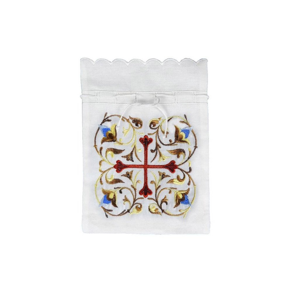 Embroidered Antidoron Pouch with Flowers handmade Greek Orthodox embroidered church pouch - TheHolyArt