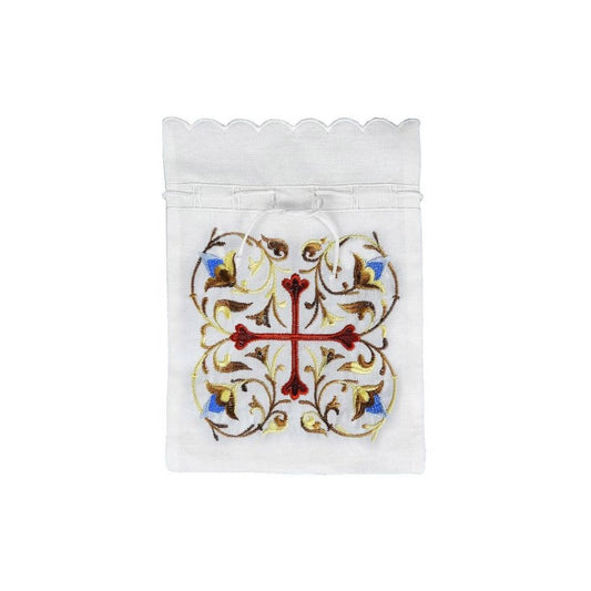 Embroidered Antidoron Pouch with Flowers handmade Greek Orthodox embroidered church pouch - TheHolyArt