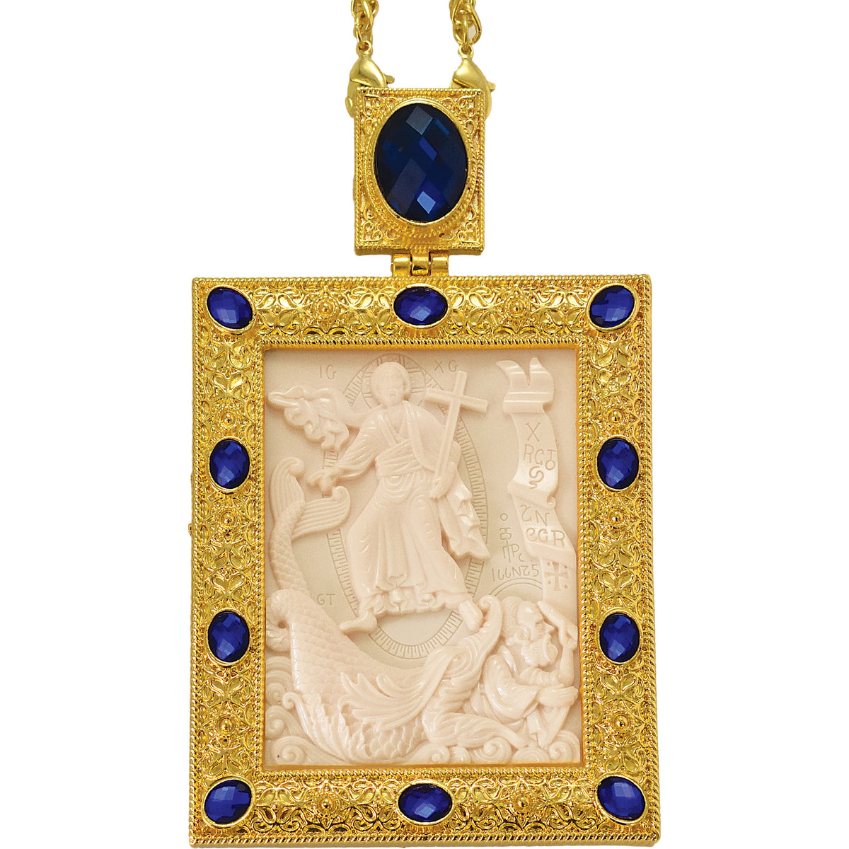 Bishop Encolpion Panagia with Relief of Christ and the Cross - TheHolyArt