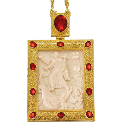 Bishop Encolpion Panagia with Relief of Christ and the Cross - TheHolyArt