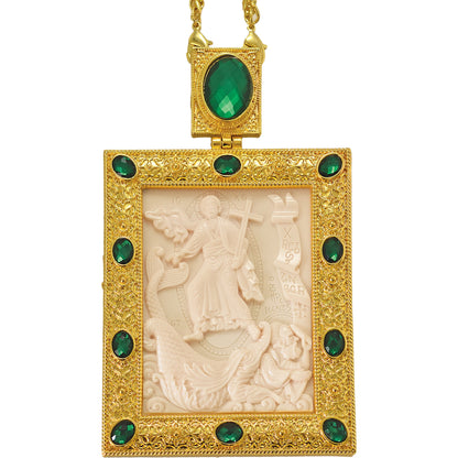 Bishop Encolpion Panagia with Relief of Christ and the Cross - TheHolyArt