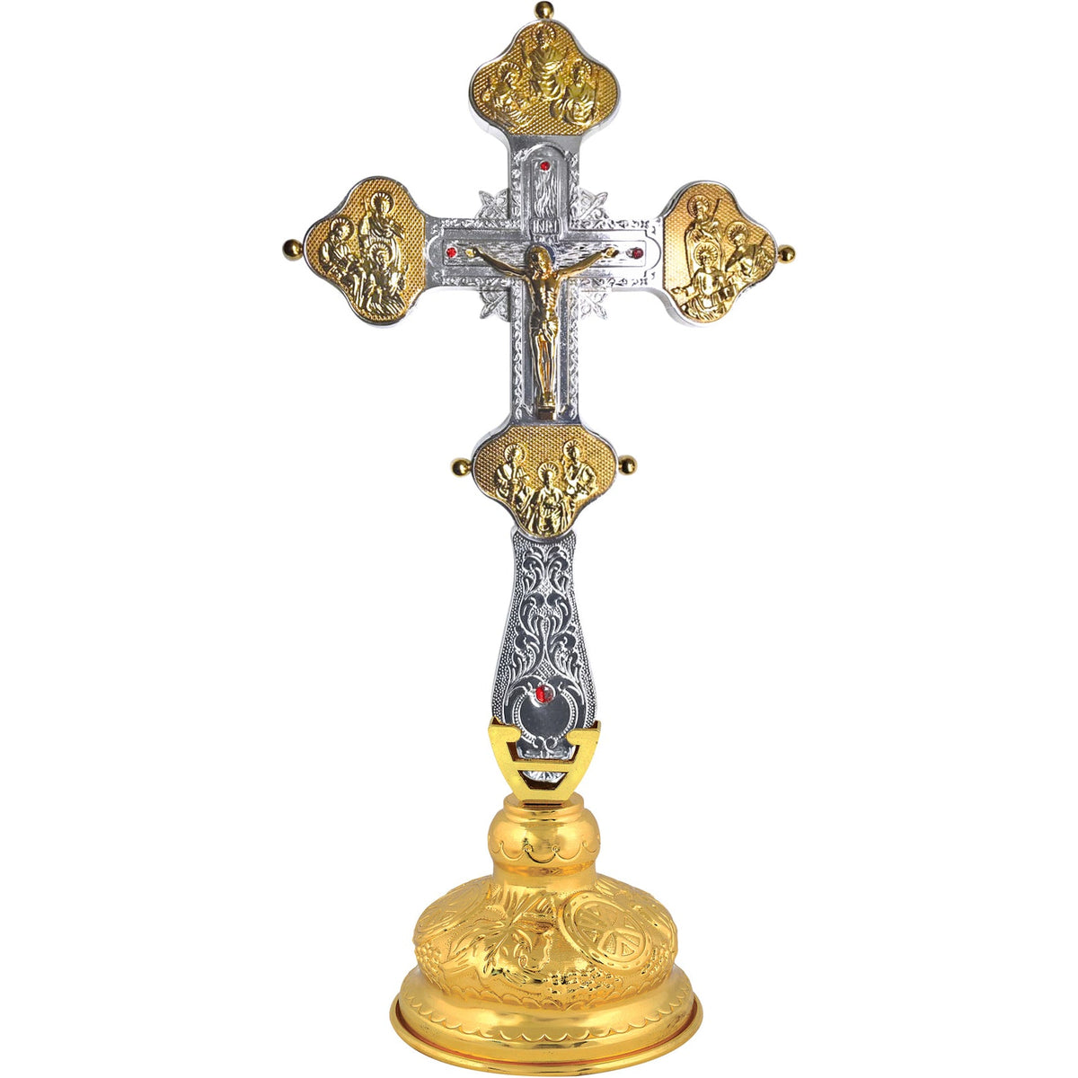 Standing Blessing Cross Two-Tone with Relief Ends - TheHolyArt