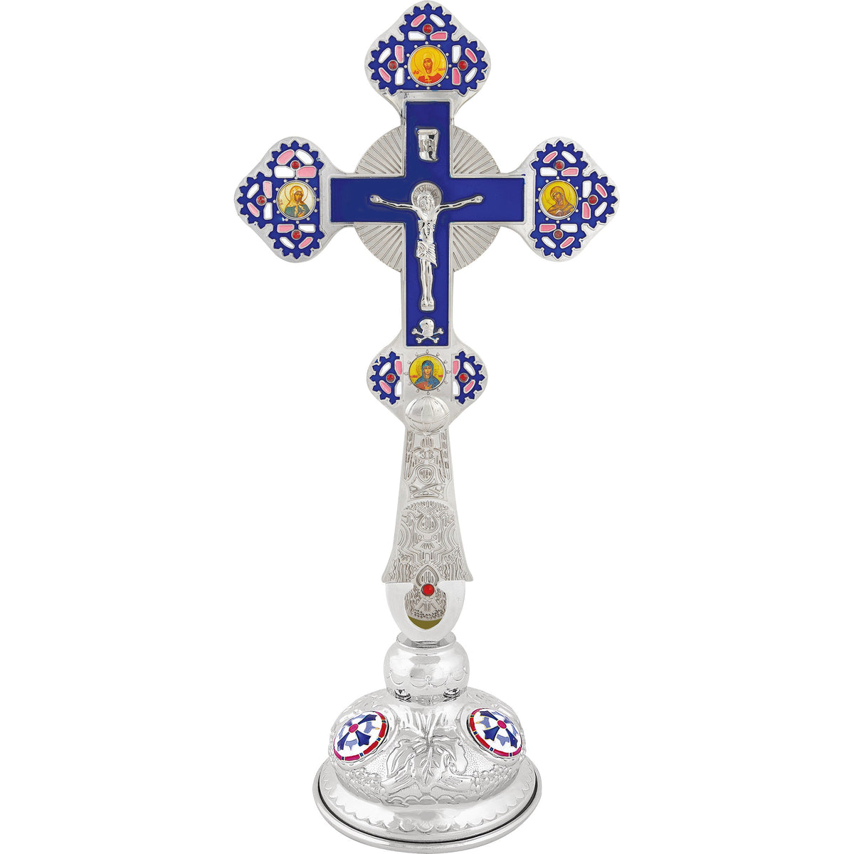 Standing Blessing Cross Trefoil Coloured with Crucifix - TheHolyArt
