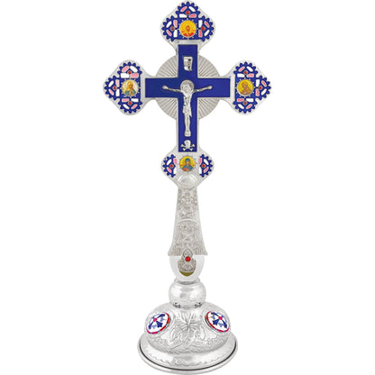 Standing Blessing Cross Trefoil Coloured with Crucifix - TheHolyArt