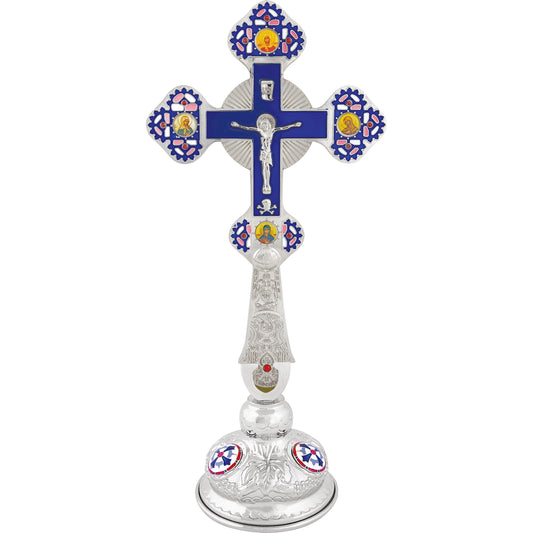 Standing Blessing Cross Trefoil Coloured with Crucifix - TheHolyArt