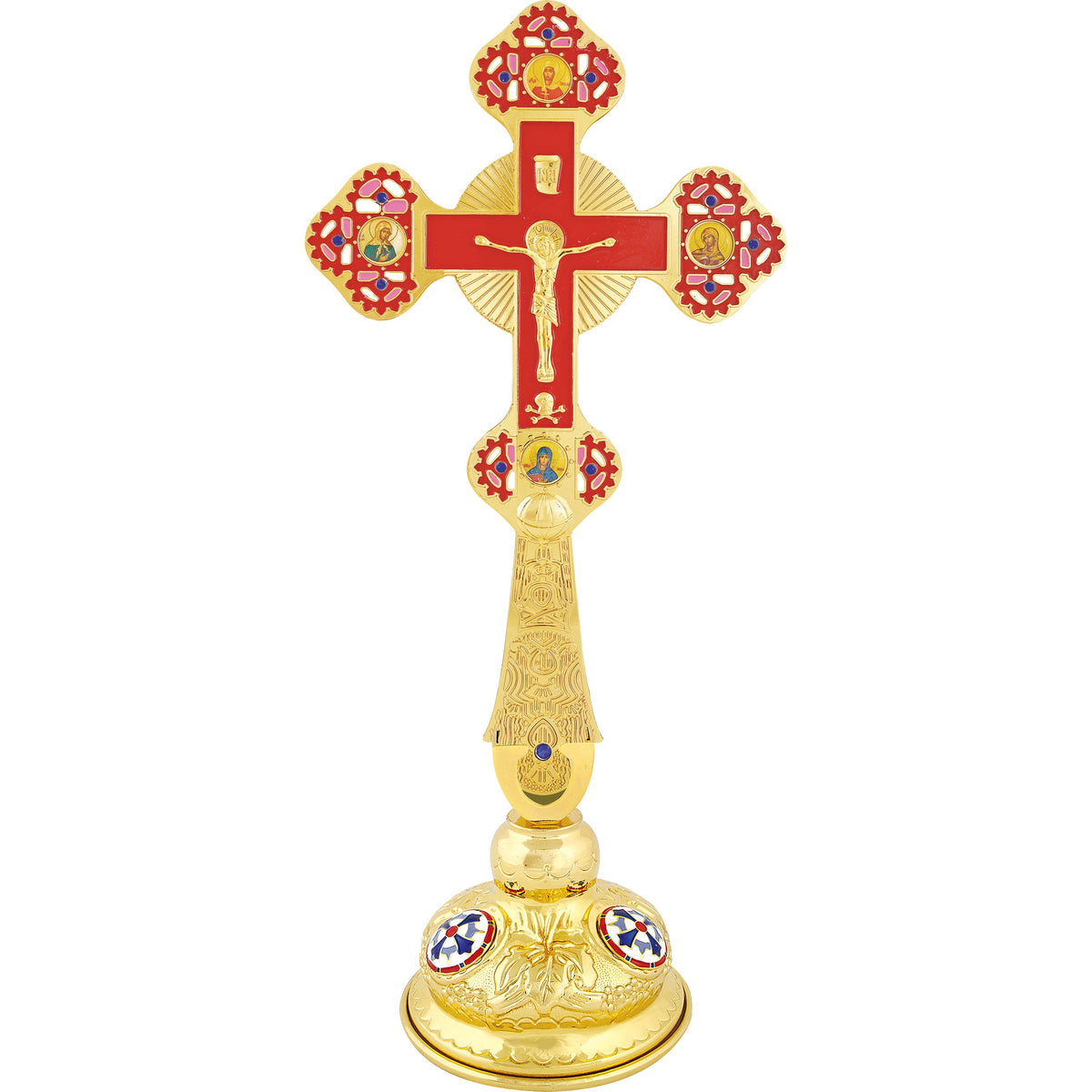 Standing Blessing Cross Trefoil Coloured with Crucifix - TheHolyArt