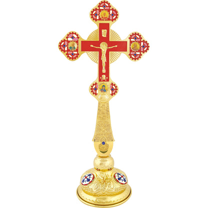 Standing Blessing Cross Trefoil Coloured with Crucifix - TheHolyArt