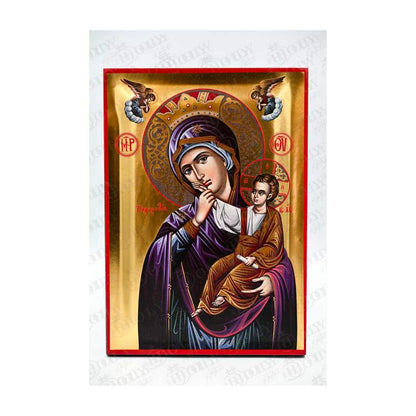Panagia Paramythia Orthodox icon, gold-leaf serigraphy on canvas, the wonderworking Consolation of Vatopedi with the Christ-child