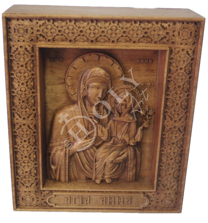 Saint Anna icon Mother of Virgin Mary, Byzantine art wall hanging of Agia Anna, Greek Handmade Hand Carved Wooden Orthodox icon of Saint Anne, religious gift - TheHolyArt