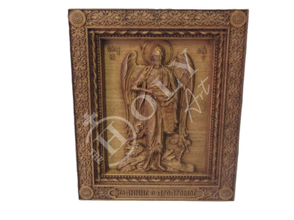 Saint John icon, Handmade Hand Carved Wooden Greek Orthodox icon of St John Baptist, Byzantine art wall hanging of the Forerunner wood plaque, religious decor (TH2) - TheHolyArt