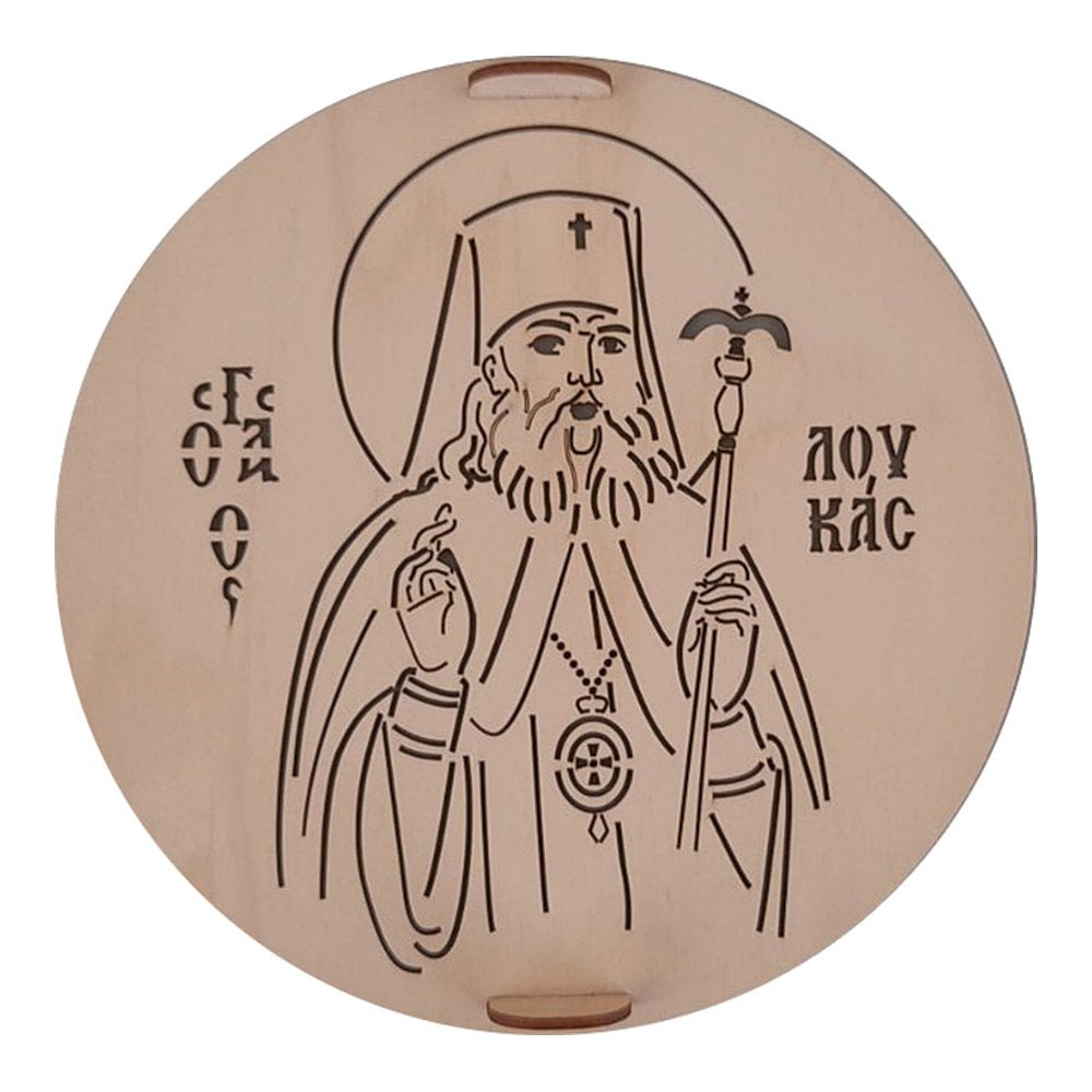 Saint Luke hand carved wooden Greek Orthodox kollyva seal - TheHolyArt