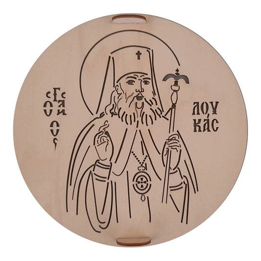 Saint Luke hand carved wooden Greek Orthodox kollyva seal - TheHolyArt