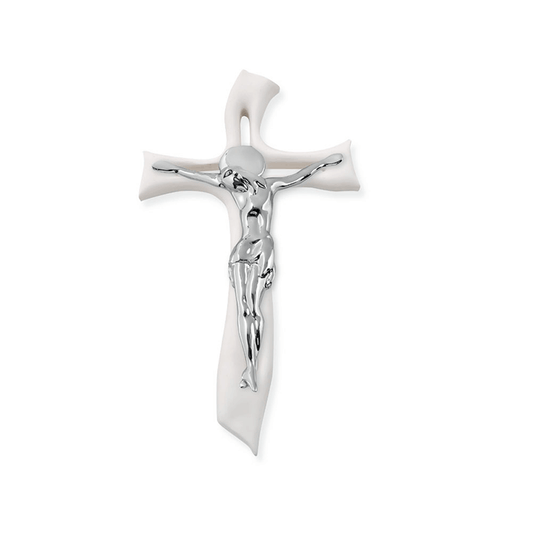 Silver Finish Flowing Wall Crucifix - TheHolyArt