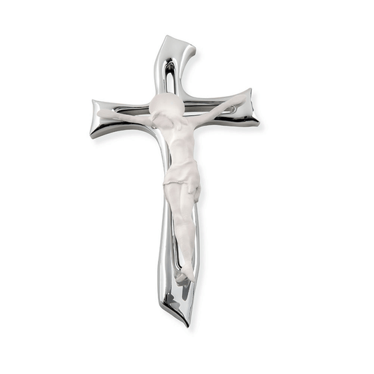 Silver Finish Sculpted Wall Crucifix - TheHolyArt