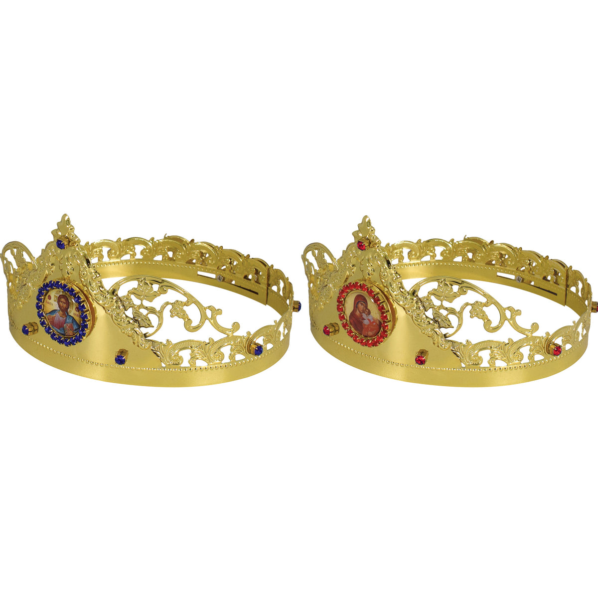 Orthodox Wedding Crowns Stefana with Christ and Theotokos Medallions - TheHolyArt