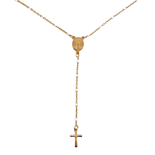 Women's Gold Tone Lariat Rosary Necklace - TheHolyArt