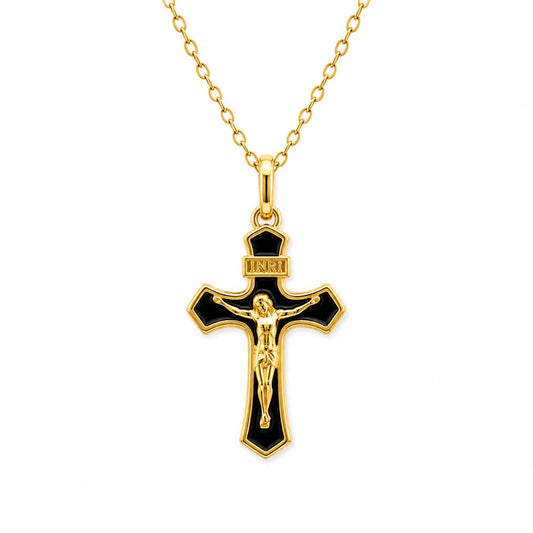 Black Enamel Crucifix Necklace - TheHolyArt