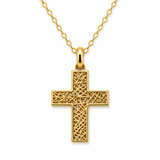 Textured Latin Cross Necklace - TheHolyArt