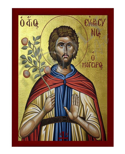 Saint Euphrosynus icon, Handmade Greek Orthodox icon St Euphrosynus the Cook Byzantine art wall hanging on wood plaque icon religious gift (g) - TheHolyArt