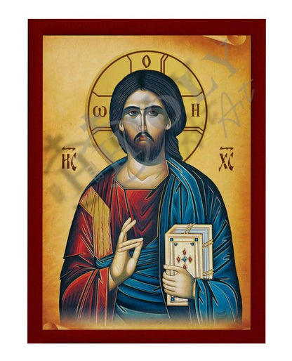 Jesus Christ icon, Handmade Greek Orthodox icon of our Lord, Byzantine religious wood plaque (Copy) - TheHolyArt