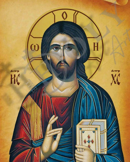Jesus Christ icon, Handmade Greek Orthodox icon of our Lord, Byzantine religious wood plaque (Copy) - TheHolyArt