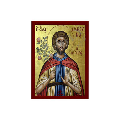 Saint Euphrosynus icon, Handmade Greek Orthodox icon St Euphrosynus the Cook Byzantine art wall hanging on wood plaque icon religious gift (g) - TheHolyArt