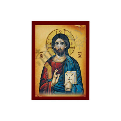 Jesus Christ icon, Handmade Greek Orthodox icon of our Lord, Byzantine religious wood plaque (Copy) - TheHolyArt