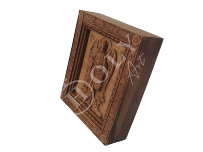 Saint John icon, Handmade Hand Carved Wooden Greek Orthodox icon of St John Baptist, Byzantine art wall hanging of the Forerunner wood plaque, religious decor (TH2) - TheHolyArt
