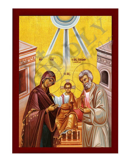 The Holy Family icon, Handmade Greek Orthodox icon of the Jesus Christ Virgin Mary & Joseph, Byzantine art wall hanging wood plaque v2 - TheHolyArt