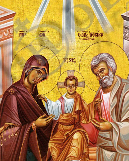 The Holy Family icon, Handmade Greek Orthodox icon of the Jesus Christ Virgin Mary & Joseph, Byzantine art wall hanging wood plaque v2 - TheHolyArt