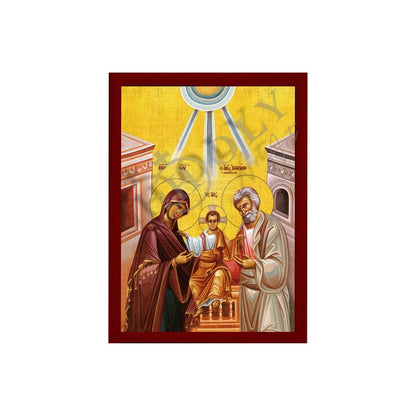 The Holy Family icon, Handmade Greek Orthodox icon of the Jesus Christ Virgin Mary & Joseph, Byzantine art wall hanging wood plaque v2 - TheHolyArt