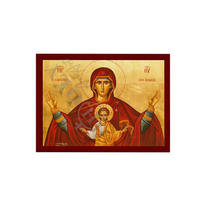 Virgin Mary icon Panagia Platytera, Handmade Greek Orthodox Icon, Mother of God Byzantine art, Theotokos wall hanging wood plaque (Copy) - TheHolyArt