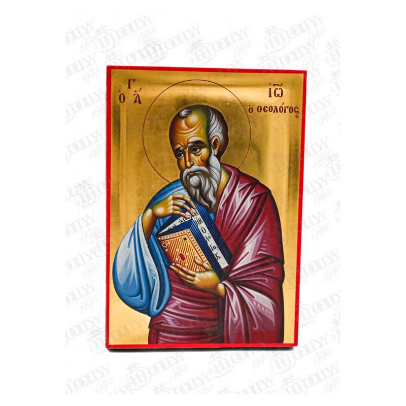 Saint John the Theologian Orthodox icon, gold-leaf serigraphy on canvas, beloved disciple and Evangelist