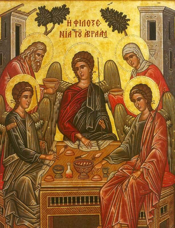 Abraham's Hospitality icon, Handmade Greek Orthodox Icon of the Holy Trinity, Byzantine art wall hanging wood plaque, religious decor TheHolyArt