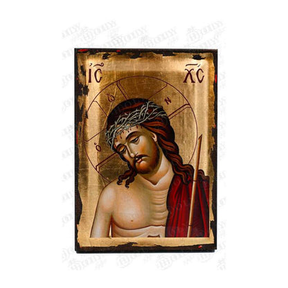 Christ the Bridegroom Nymphios Orthodox icon, serigraphy on canvas with gold leaf, crowned with thorns